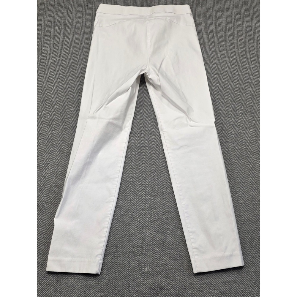 Ellen Tracy Womens White Slim Pull On Straight Leg Stretch Trousers Size Medium - Picture 8 of 10